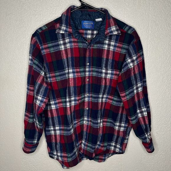 Vintage Pendleton Wool Plaid Button Down Shirt Made In USA Medium - Picture 2 of 4